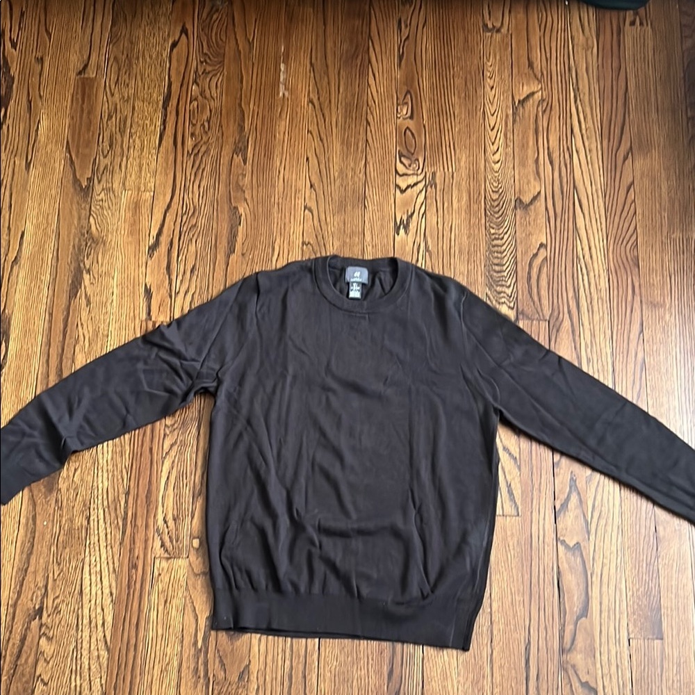 H&M Brown Crewneck Sweater with Long Sleeves and Slim Fit